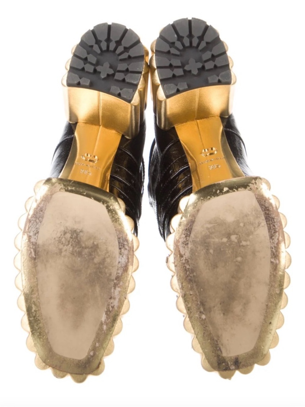 Dior Black Patent Leather Ankle Boot with Gold Sculpted Heel - Picture 5 of 5